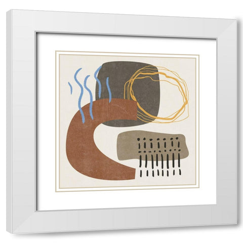Blue Stream I White Modern Wood Framed Art Print with Double Matting by Wang, Melissa