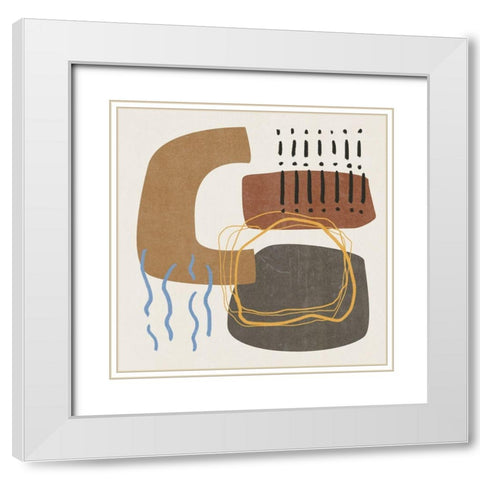 Blue Stream III White Modern Wood Framed Art Print with Double Matting by Wang, Melissa