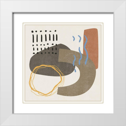 Blue Stream IV White Modern Wood Framed Art Print with Double Matting by Wang, Melissa