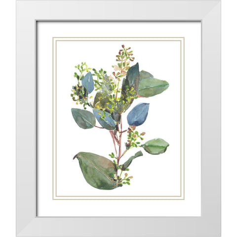 Seeded Eucalyptus I White Modern Wood Framed Art Print with Double Matting by Wang, Melissa