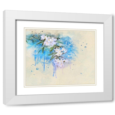 White Blossoms White Modern Wood Framed Art Print with Double Matting by Vest, Chris