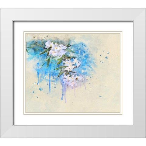 White Blossoms White Modern Wood Framed Art Print with Double Matting by Vest, Chris