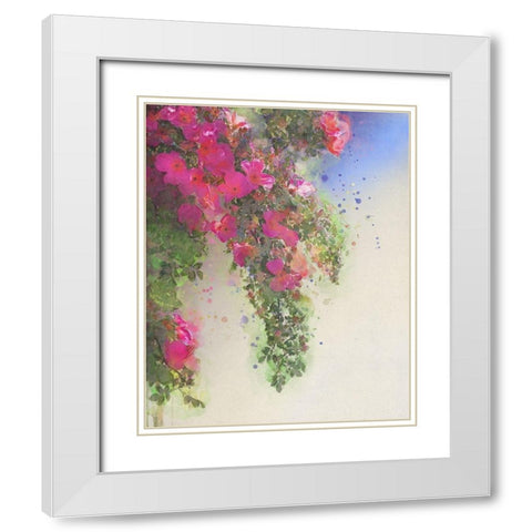 Cascade of Roses I White Modern Wood Framed Art Print with Double Matting by Vest, Chris