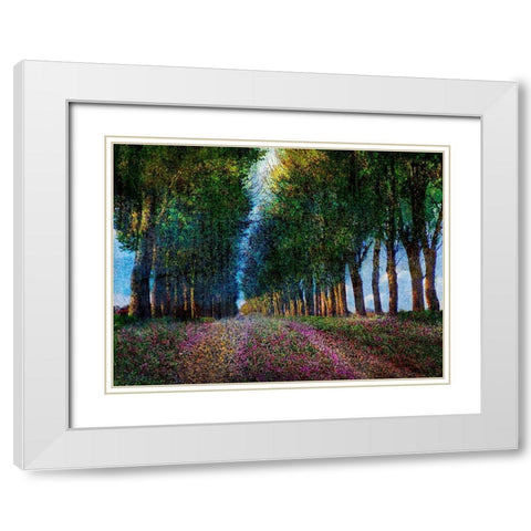 Row of Trees Provence White Modern Wood Framed Art Print with Double Matting by Vest, Chris