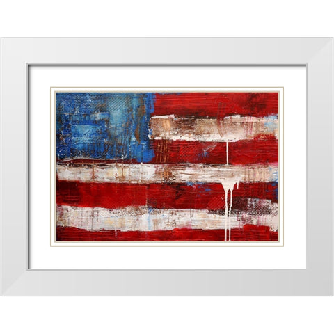 Ashley American Flag White Modern Wood Framed Art Print with Double Matting by Ashley, Erin
