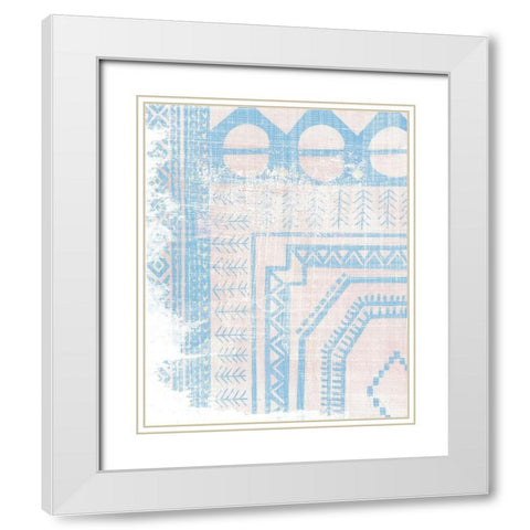 Baby Blue Textile I White Modern Wood Framed Art Print with Double Matting by Wang, Melissa