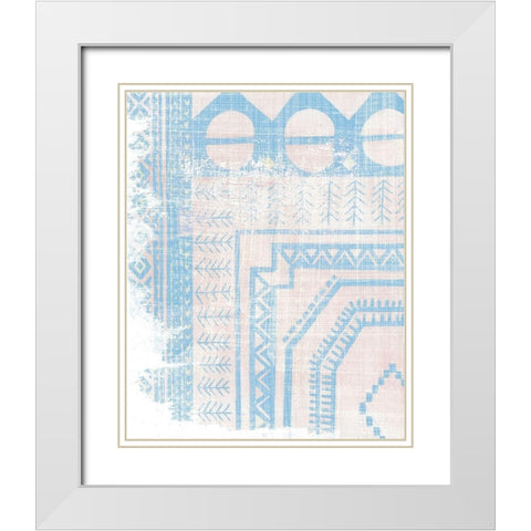 Baby Blue Textile I White Modern Wood Framed Art Print with Double Matting by Wang, Melissa