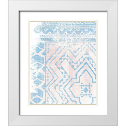 Baby Blue Textile II White Modern Wood Framed Art Print with Double Matting by Wang, Melissa