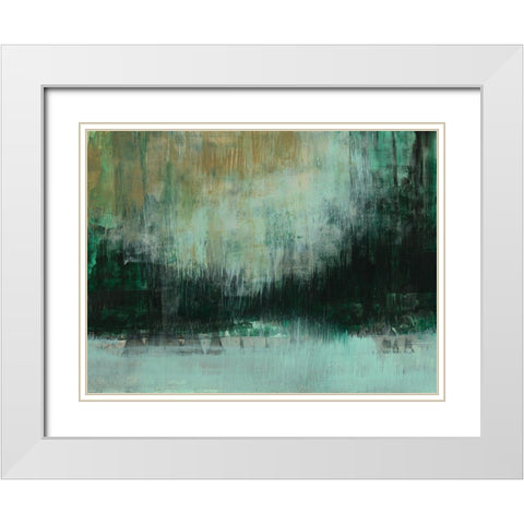 Emerald Grotto II White Modern Wood Framed Art Print with Double Matting by Goldberger, Jennifer