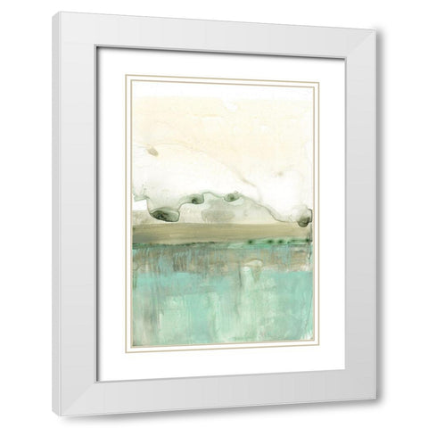 Minty Horizon I White Modern Wood Framed Art Print with Double Matting by Goldberger, Jennifer