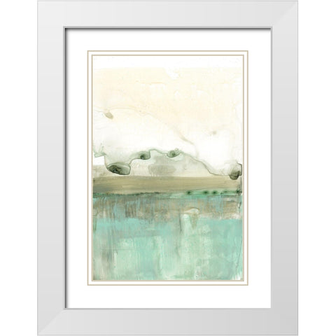 Minty Horizon I White Modern Wood Framed Art Print with Double Matting by Goldberger, Jennifer