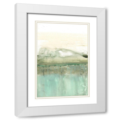 Minty Horizon II White Modern Wood Framed Art Print with Double Matting by Goldberger, Jennifer