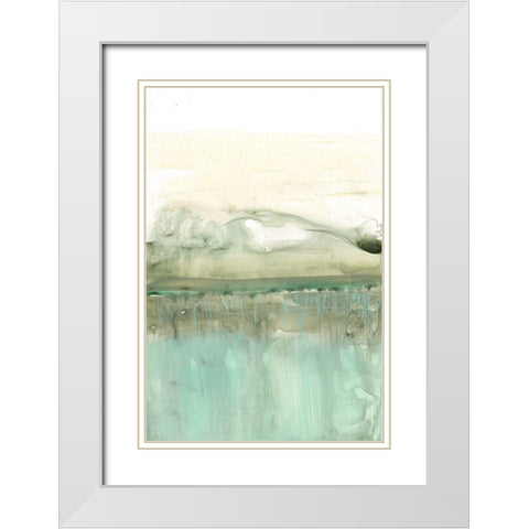 Minty Horizon II White Modern Wood Framed Art Print with Double Matting by Goldberger, Jennifer