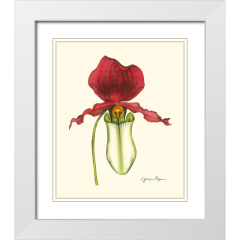 Majestic Orchid I White Modern Wood Framed Art Print with Double Matting by Goldberger, Jennifer