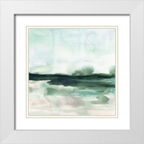 Green Coast I White Modern Wood Framed Art Print with Double Matting by Vess, June Erica