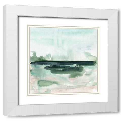 Green Coast II White Modern Wood Framed Art Print with Double Matting by Vess, June Erica