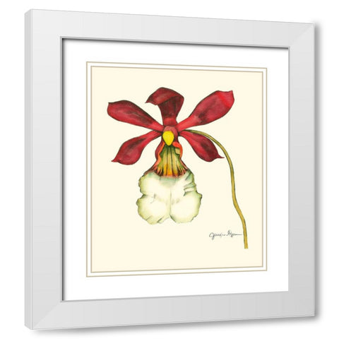 Majestic Orchid II White Modern Wood Framed Art Print with Double Matting by Goldberger, Jennifer