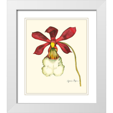 Majestic Orchid II White Modern Wood Framed Art Print with Double Matting by Goldberger, Jennifer