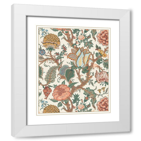 Pastel Jacobean Floral I White Modern Wood Framed Art Print with Double Matting by Baxter Mill Archive