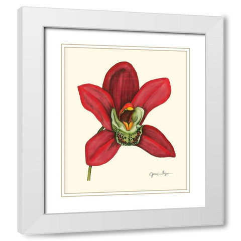 Majestic Orchid III White Modern Wood Framed Art Print with Double Matting by Goldberger, Jennifer