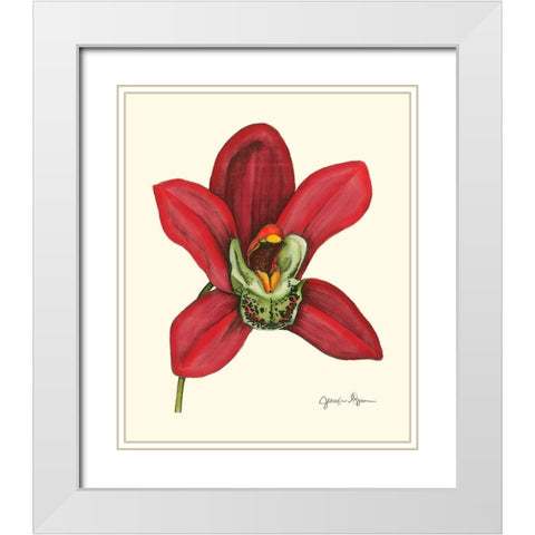 Majestic Orchid III White Modern Wood Framed Art Print with Double Matting by Goldberger, Jennifer