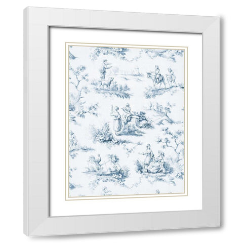 Toile Design in Blue White Modern Wood Framed Art Print with Double Matting by Baxter Mill Archive