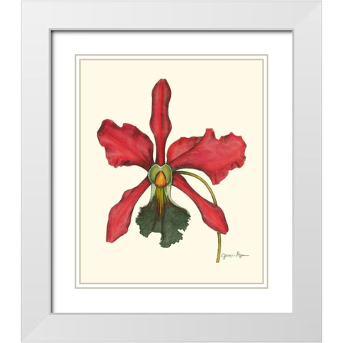 Majestic Orchid IV White Modern Wood Framed Art Print with Double Matting by Goldberger, Jennifer