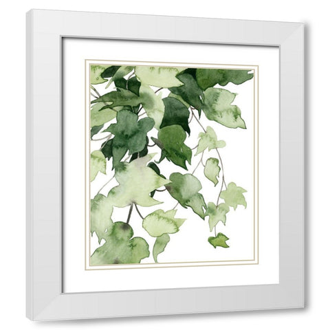 Emerald Vines I White Modern Wood Framed Art Print with Double Matting by Popp, Grace