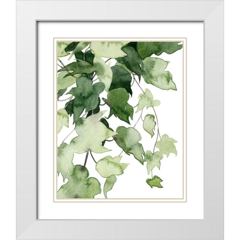 Emerald Vines I White Modern Wood Framed Art Print with Double Matting by Popp, Grace