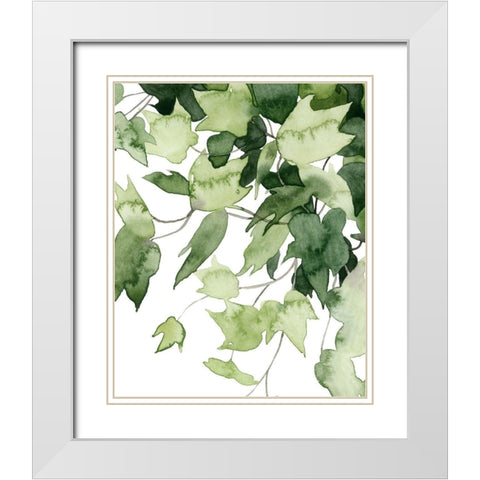 Emerald Vines II White Modern Wood Framed Art Print with Double Matting by Popp, Grace