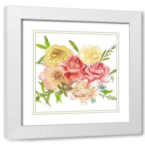 Just Peachy I White Modern Wood Framed Art Print with Double Matting by Wang, Melissa