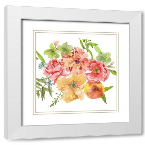 Just Peachy III White Modern Wood Framed Art Print with Double Matting by Wang, Melissa