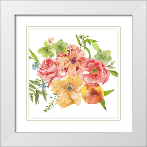 Just Peachy III White Modern Wood Framed Art Print with Double Matting by Wang, Melissa