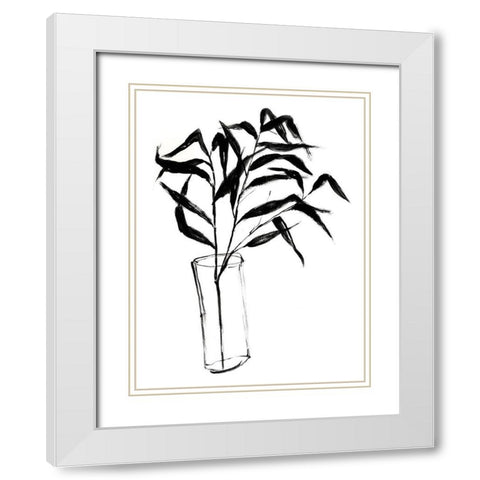 Sumi-e Bamboo I White Modern Wood Framed Art Print with Double Matting by Goldberger, Jennifer