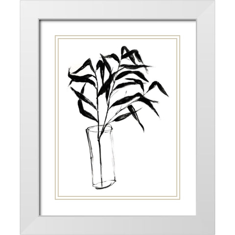 Sumi-e Bamboo I White Modern Wood Framed Art Print with Double Matting by Goldberger, Jennifer