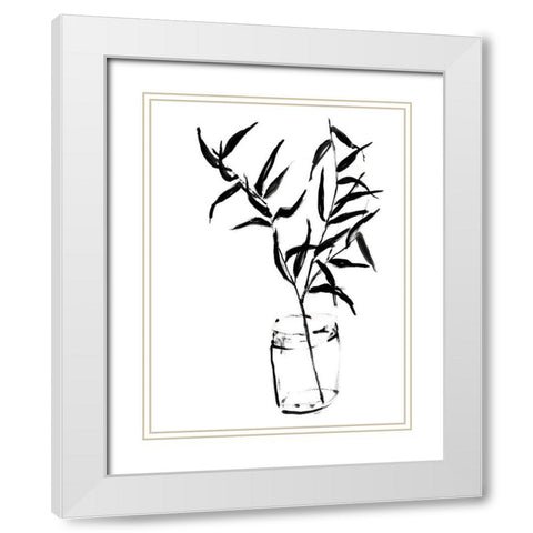 Sumi-e Bamboo II White Modern Wood Framed Art Print with Double Matting by Goldberger, Jennifer