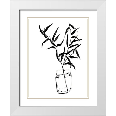 Sumi-e Bamboo II White Modern Wood Framed Art Print with Double Matting by Goldberger, Jennifer