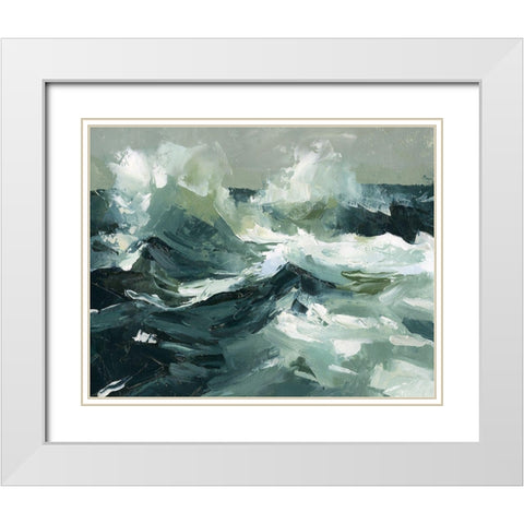 Choppy Ocean View I White Modern Wood Framed Art Print with Double Matting by Caroline, Emma