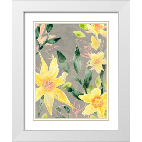 Narcissus Fresco I White Modern Wood Framed Art Print with Double Matting by Vess, June Erica
