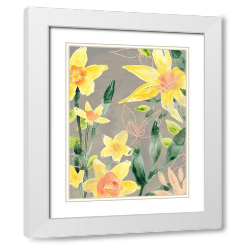 Narcissus Fresco II White Modern Wood Framed Art Print with Double Matting by Vess, June Erica