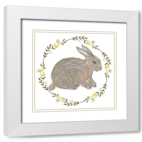 Happy Bunny Day I White Modern Wood Framed Art Print with Double Matting by Wang, Melissa