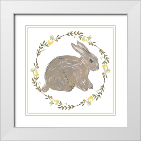 Happy Bunny Day I White Modern Wood Framed Art Print with Double Matting by Wang, Melissa