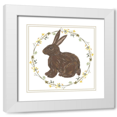 Happy Bunny Day II White Modern Wood Framed Art Print with Double Matting by Wang, Melissa