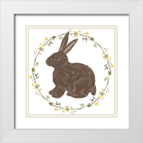 Happy Bunny Day II White Modern Wood Framed Art Print with Double Matting by Wang, Melissa