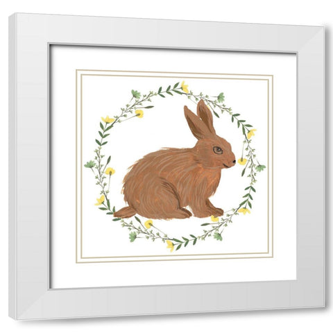 Happy Bunny Day III White Modern Wood Framed Art Print with Double Matting by Wang, Melissa