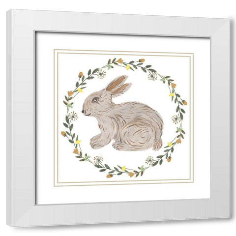 Happy Bunny Day IV White Modern Wood Framed Art Print with Double Matting by Wang, Melissa