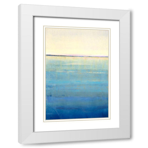 Ocean Blue Horizon I White Modern Wood Framed Art Print with Double Matting by OToole, Tim