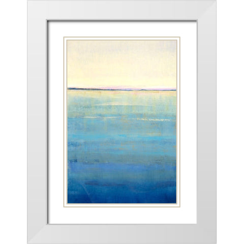 Ocean Blue Horizon I White Modern Wood Framed Art Print with Double Matting by OToole, Tim
