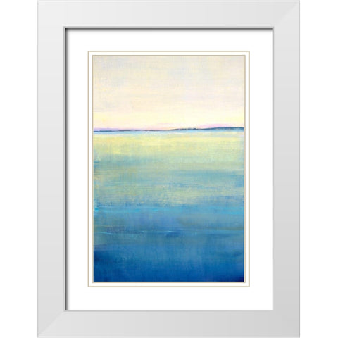 Ocean Blue Horizon II White Modern Wood Framed Art Print with Double Matting by OToole, Tim