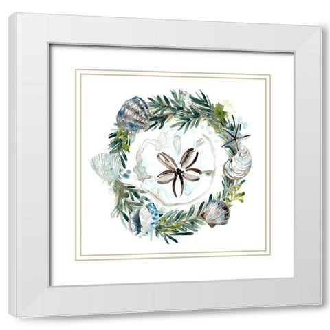 Coastal Christmas Shell II White Modern Wood Framed Art Print with Double Matting by Vess, June Erica